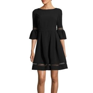 Eliza J Bell-Sleeve Crochet Fit-&-Flare Dress